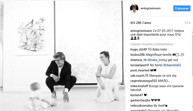 Antoine Griezmann partage un tendre cliché de sa fille Mia le jour de son baptême