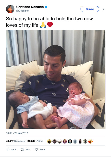 Cristiano Ronaldo confirme sur facebook qu'il est papa de jumeaux Cristiano Ronaldo confirme sur facebook qu'il est papa de jumeaux