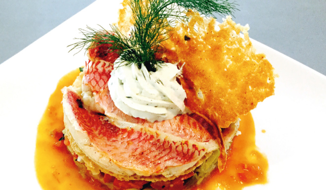 Feuilleté de rougets et légumes du soleil