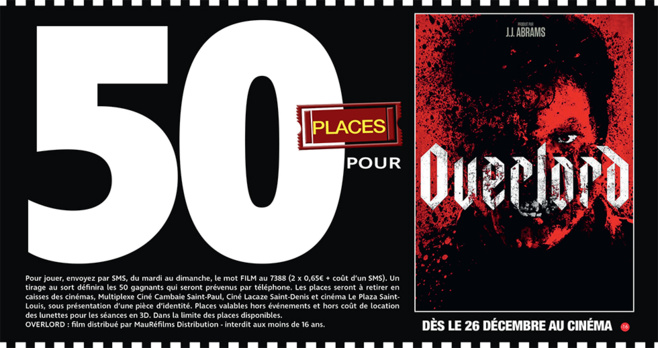 Cinéma - 50 places à gagner pour " OVERLORD " avec le réseau Mauréfilms