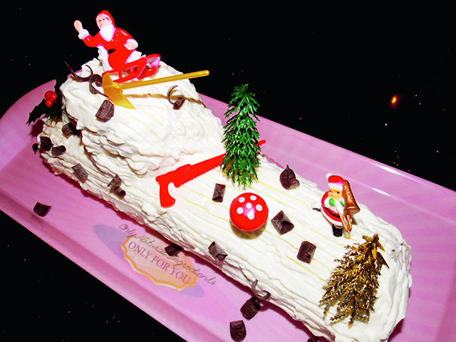 Bûche de Noël : crème chocolat et chantilly