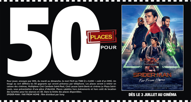 Cinéma - 50 places à gagner pour " SPIDER-MAN FAR FROM HOME " avec le réseau Mauréfilms