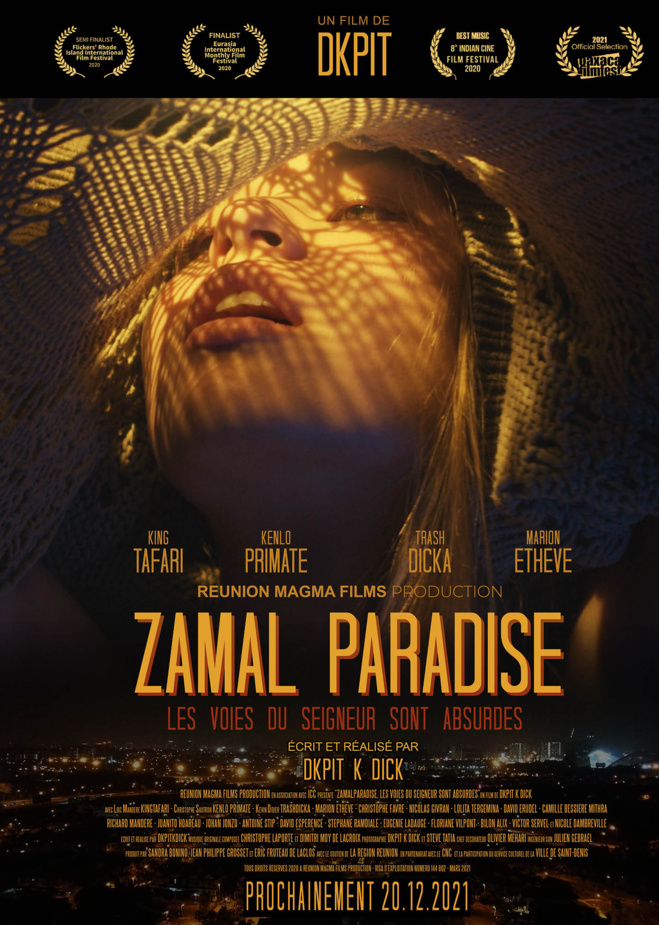 Zamal Paradise, le pitch: Pour produire leur album musical, trois jeunes au chômage Kingta, Kévin et Kenlo jouent aux apprentis dealers. Novices dans ce milieu, ils se font déposséder de toute la marchandise. Contraints d’honorer leur contrat auprès de leur commanditaire, un dangereux businessman excentrique, les trois jeunes hommes vont devoir emprunter des voies hasardeuses. Parviendront-ils à rester maîtres de leur destinée ? Les voies du seigneur sont absurdes.