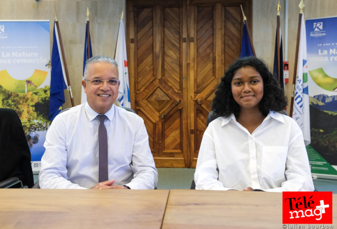 Cyrille Melchior, Président du Département et Louna Fiarda, nouvelle Présidente du Conseil Départemental des Jeunes (CDJ)