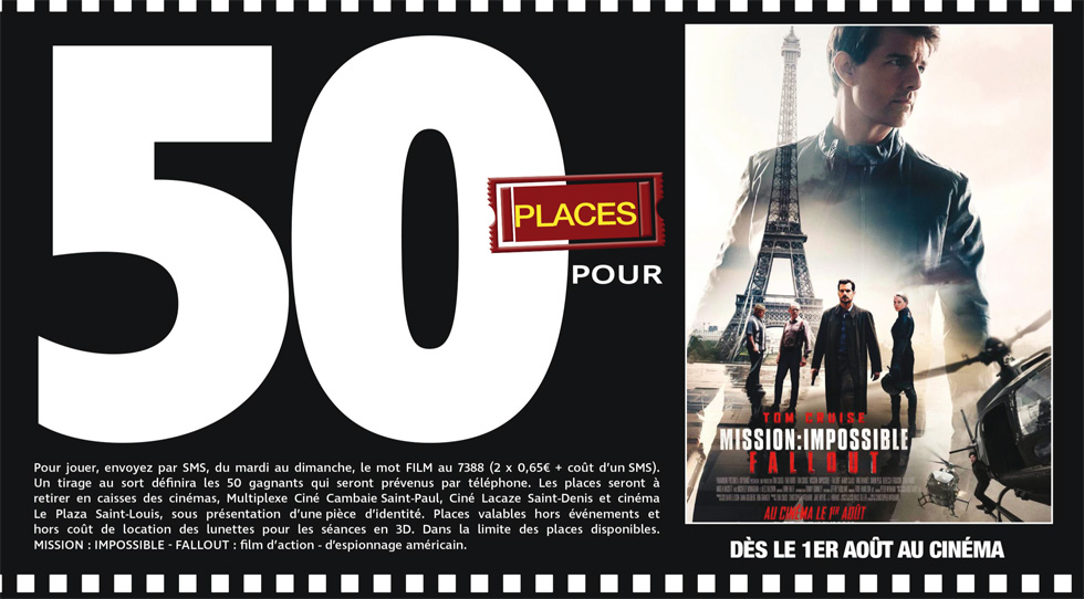 Cinéma - 50 places à gagner pour “ MISSION IMPOSSIBLE 6 FALLOUT ” avec le réseau Mauréfilms