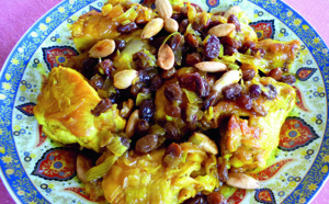 Tajine de poulet aux raisins