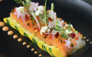 Carpaccio de Saumon Fumé à l'ancienne et Noix de Saint-Jacques du Potager