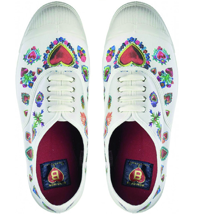 Tennis Bensimon en toile, originales grâce à leur imprimé Mexico Heart, la touche finale à votre tenue - Canelle