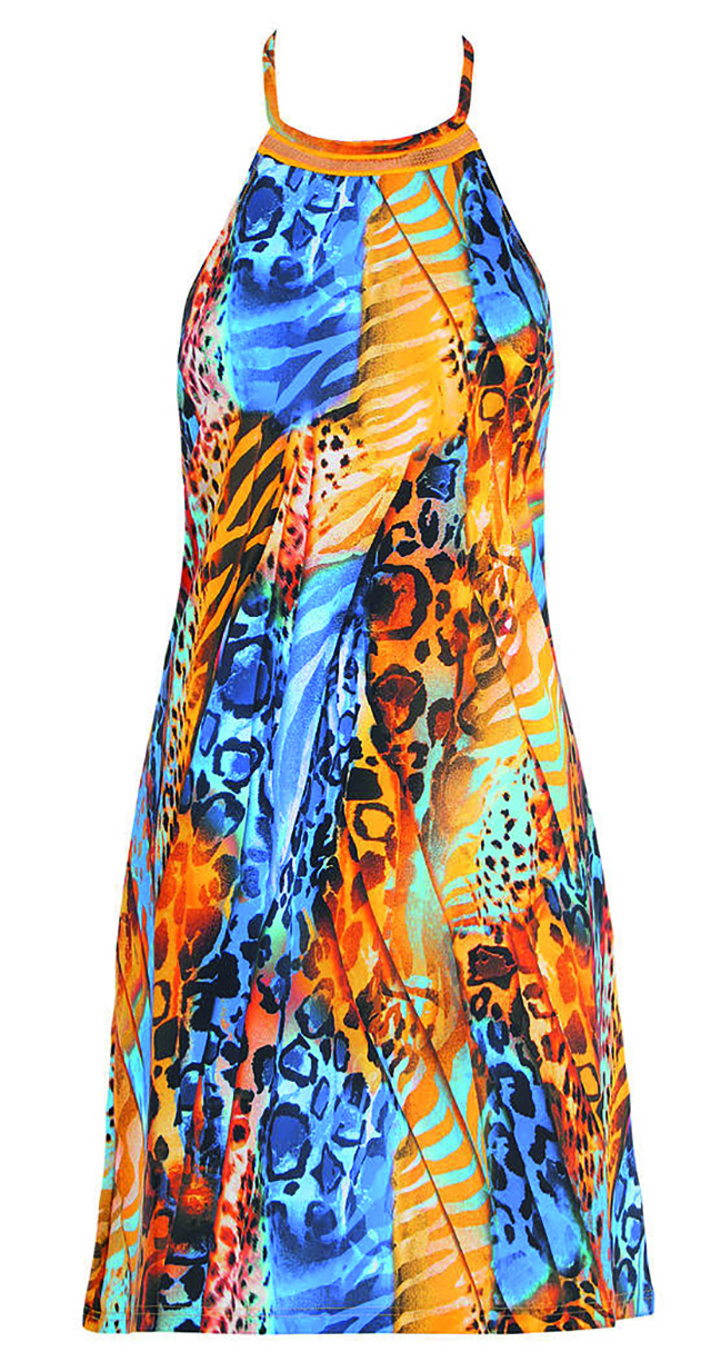 Robe de plage Lise Charmel « Affirmation Féline » en maille extensible, opaque et respirante. Inspirée de la nature sauvage, Affirmation Féline porte un regard moderne sur une beauté spectaculaire à la fois riche et précieuse - Sidiot Lingerie