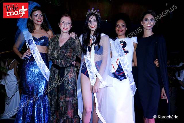 Kiara Sztrakoniczky Miss Europe Continental 2019 entourée de sa 1ère dauphine Stéphanie Maillot, de sa 2ème dauphine Madyson Preto, de Caroleen Park Organisatrice de l'élection et d'Axelle Cholet Miss Europe Continental 2018