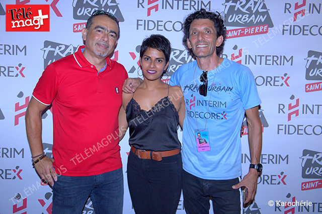 Jean Marie Nangy Gérant RH Intérim, Nassimah Issop Manager d'agence et Patrick Giraudet Organisateur du Trail de St Pierre