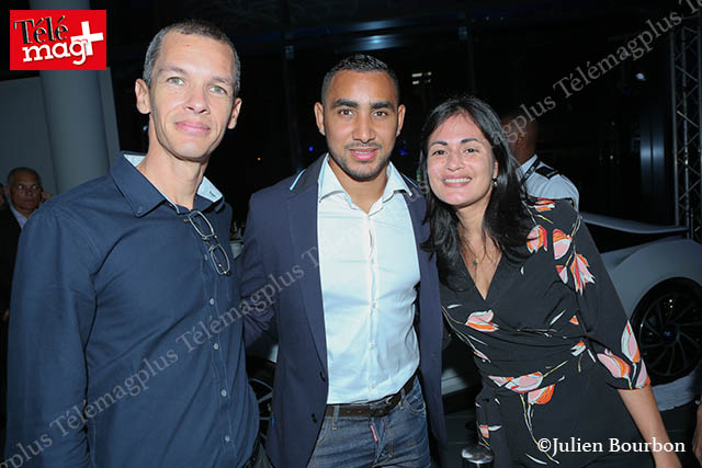Yabalex, photographe, Dimitri Payet, ambassadeur BMW et Anne Vendome, responsable rédaction Télémag 