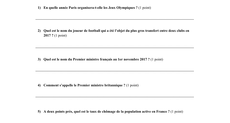 Test de culture générale de Miss France