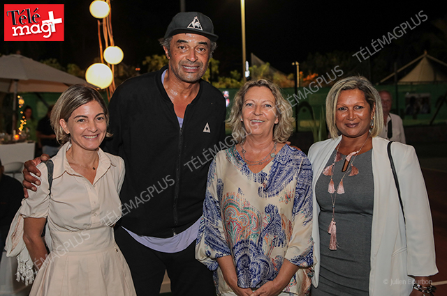 Anne-Françoise Zattara-Gros, vice-présidente relations international Université de la Réunion, Yannick Noah, président Fête le Mur, Fabienne Couapel, Région Réunion, Jacqueline Henry, élue au Département